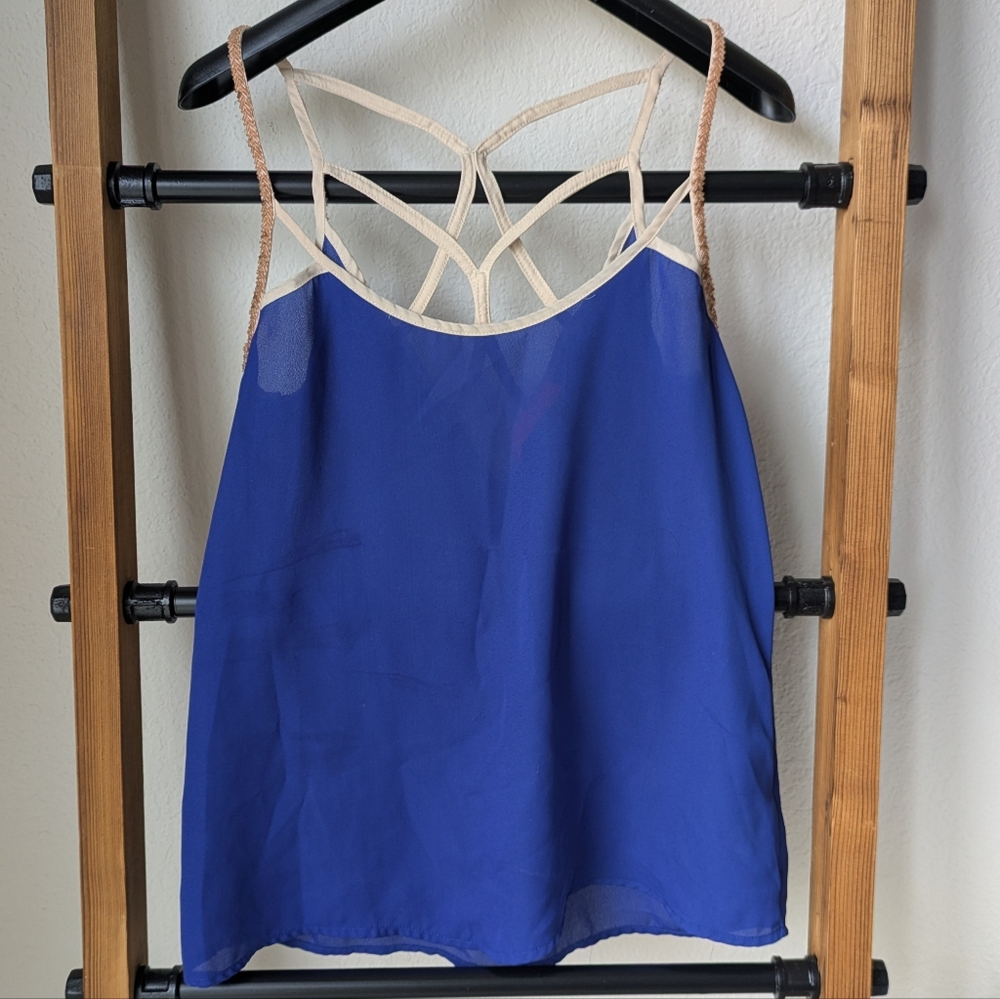 Lulumari Women's Blue and Tan Camisole Top - Size S